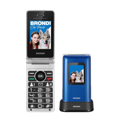 BRONDI AMICO PREZIOSO DUAL SIM 2.8" 32M+32M TASTI GRANDI TASTO SOS FOTOCAMERA 1.3 MP BLUE METAL